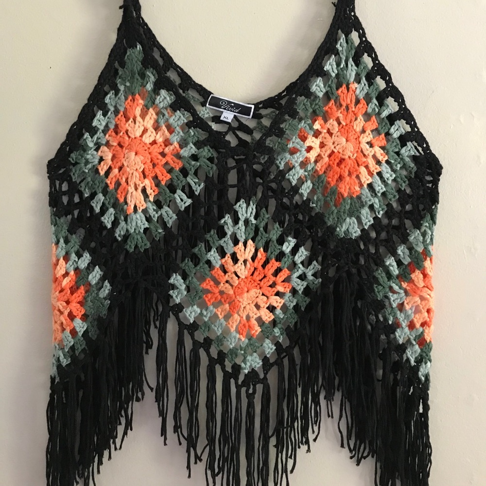 Bohemian crochet crop tank top